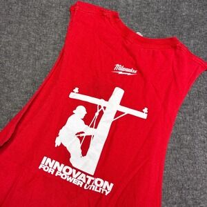 Milwaukee Muscle Tank Mens Large Red Graphic Sleeveless Innovation Power Utility